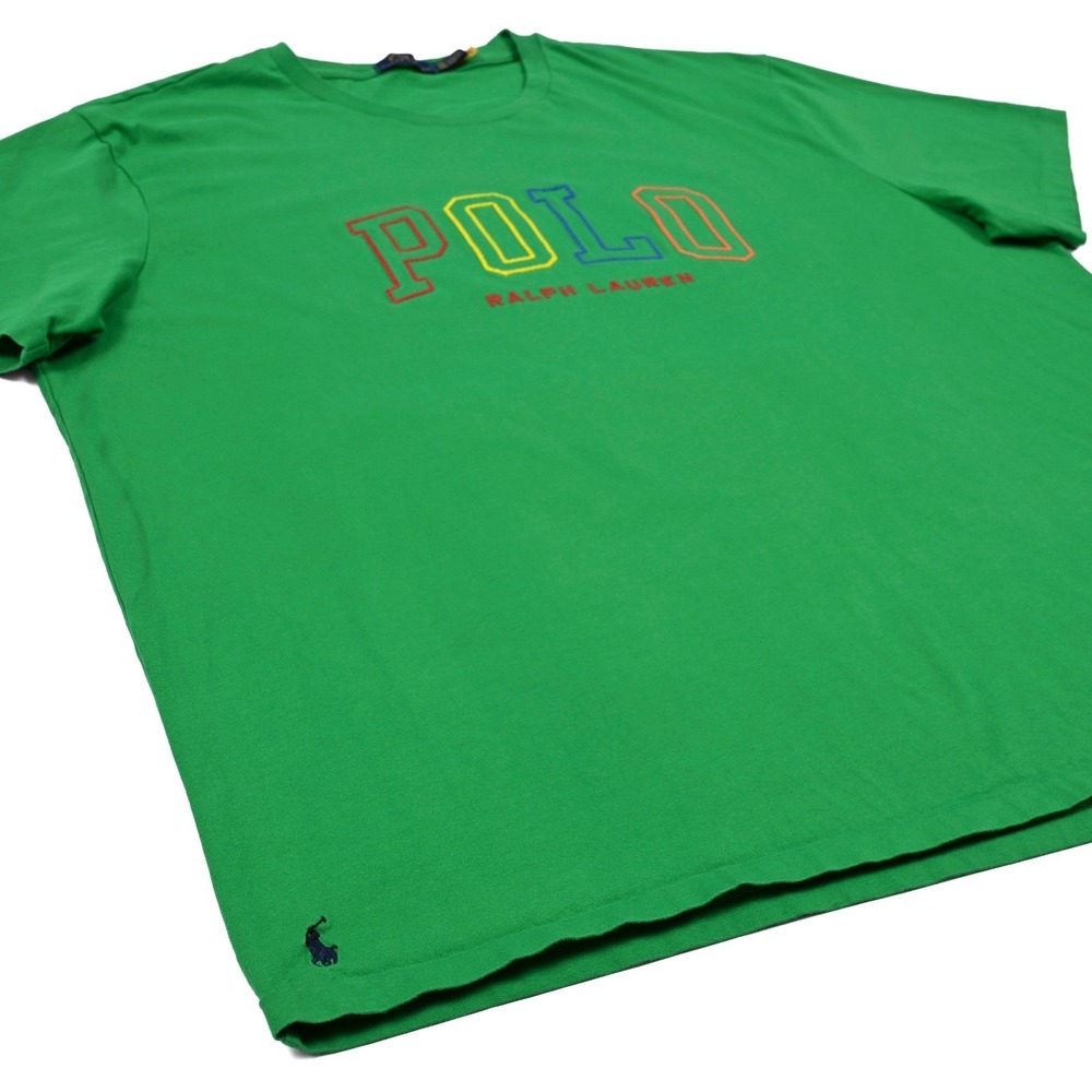 Polo Ralph Lauren Men's Green Embroidered Spellout Logo Short Sleeve T Shirt 2XB